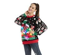 OFF THE RACK Unisex Women's Christmas LED Jumper Light Up Tops Funny Santa Rudolph Llama Reindeer Xmas Tree Men's Party Sweaters