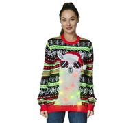 OFF THE RACK Women's Unisex Christmas Sweater, Llama Loves Sparkle, XL UK