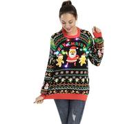 OFF THE RACK Women's Unisex LED Light Up Ugly Christmas Jumper Funny Xmas Pullover Sweater, Season's Shake Off, S