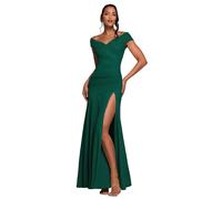 Off-the-shoulder Crepe Split Dress Women Goddiva Scuba Vert 40