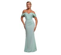 Off-the-Shoulder Draped Sleeve Maxi Dress Women Goddiva Vert 44