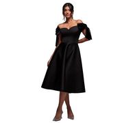 Off-the-Shoulder Dress with Bow Women's Goddiva Scuba Noir 44