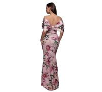Off-the-Shoulder Dress with Floral Bow at the Back Women Goddiva Maxi Rose 36