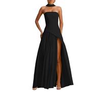 Off the Shoulder Satin Bridesmaid Dresses for Women Long Prom Dresses 2025 Pleated Formal Gown with Slit