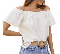 Off The Shoulder Tops for Women Ruffle Sleeve Solid Color Ladies Blouse Fashion Elegant Tunic Top Sexy Lightweight Comfy Pullover Casual Business Party Shirts Summer Loungewear