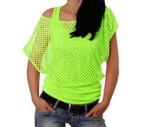 Off The Shoulder Tops for Women UK Crochet Top 80s Tshirt Womens Sexy Neon Fishnet Mesh Tops for Women 80s Fancy Dress Mesh Top+Vest 2Pcs 1980s Retro Theme Party Decoration Outfit