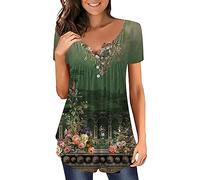 Off The Shoulder Tops for Women UK Indian Blouse Gifts for Women Hiking Fishing Ski Women's Summer Top Casual Shirt V Neck Short Sleeve Button Up T Shirt Womens Clothing Sale Clearance UK