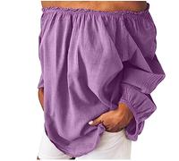 Off The Shoulder Tops Women Clearance Cotton Linen Blouse Long Sleeve Casual Summer Shirt Solid Loose Fit Tee Tunic Tops Front Pleated T Shirts for Office Wedding Going Out Plus Size 22 Purple