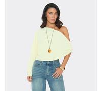 Off The Shoulder Twist Detail Long Sleeve Top In Lemon, Women's Size UK 10