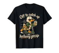 Off to Catch Up On Hallway Gossip Funny Duck Scooter T-Shirt