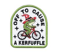 Off to Cause A Kerfuffle Embroidered Patch Fantasy Magic Witch Funny Sarcasm Raccoon Meme Embroidery Patches Iron On Sew On Patches for Clothes Backpacks Jeans Hats Adults Teens Gifts 2.7x3 in