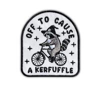 Off To Cause A Kerfuffle Embroidered Patch Fantasy Magic Witch Funny Sarcasm Raccoon Meme Embroidery Patches Iron On Sew On Patches For Clothes Backpacks Jeans Hats Gifts For Adults Teens 2.7x3 Inches