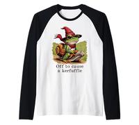 Off to Cause A Kerfuffle Frog Funny Weirdcore Sayings Unique Raglan Baseball Tee