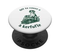 Off To Cause A Kerfuffle Funny Begle Dog Steam Train PopSockets Adhesive PopGrip