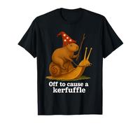 Off to Cause A Kerfuffle Funny Capybara Wizard Riding Snail T-Shirt
