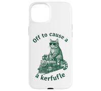 Off To Cause A Kerfuffle Funny Cat Steam Train Case for iPhone 15 Plus