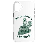 Off To Cause A Kerfuffle Funny Chicken Steam Train Case for iPhone 16 Plus