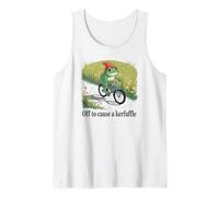 Off to Cause a kerfuffle Funny Frog on Bike Tank Top