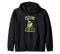 Off To Cause A Kerfuffle Funny Sarcastic Sayings Frogs Meme Zip Hoodie