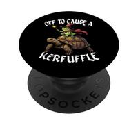 Off to Cause a Kerfuffle Funny Whimsical Frog Wizard Turtle PopSockets Adhesive PopGrip