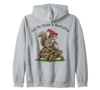 Off to Cause a Kerfuffle Squirrel Riding Tortoise Weirdcore Zip Hoodie