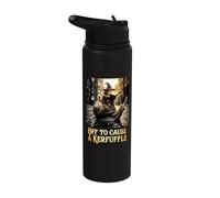 Off to Cause A Kerfuffle Wizard Cat Riding Snail Stainless Steel Insulated Water Bottle
