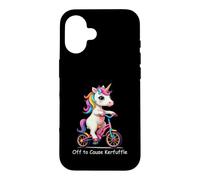 Off To Cause Kerfuffle Cute Unicorn Riding Bike Case for iPhone 16