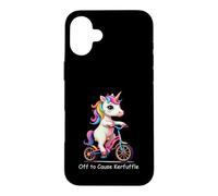 Off To Cause Kerfuffle Cute Unicorn Riding Bike Case for iPhone 16 Plus