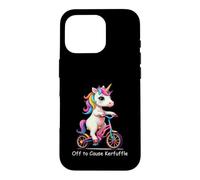 Off To Cause Kerfuffle Cute Unicorn Riding Bike Case for iPhone 16 Pro