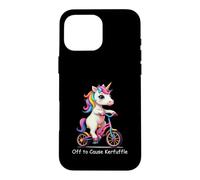Off To Cause Kerfuffle Cute Unicorn Riding Bike Case for iPhone 16 Pro Max
