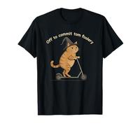 Off to Commit Tom Foolery Funny Wizard Cat Scooter Meme T-Shirt