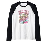 Off to Dance Mom Chaos Frog Ballerina Coffee Raglan Baseball Tee