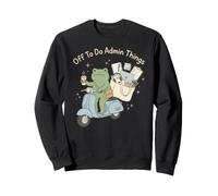 Off To Do Admin Things Funny Frog Riding Scooter Office Sweatshirt