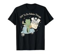 Off to Do Admin Things Funny Frog Riding Scooter Office Value Graphic T-Shirt, Men, Black, XL