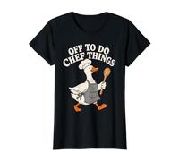 Off to Do Chef Things Funny Goose Cook Culinary Value Graphic T-Shirt, Women, Black, XL