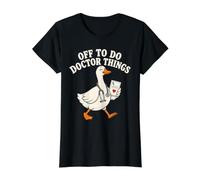 Off to Do Doctor Things Funny Goose Medical Value Graphic T-Shirt, Women, Black, S