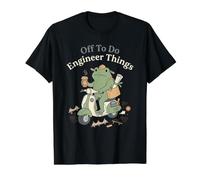 Off to Do Engineer Things Funny Frog Engineer Scooter Value Graphic T-Shirt, Men, Black, XL