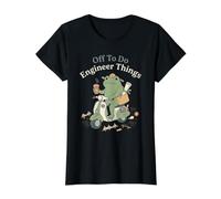 Off to Do Engineer Things Funny Frog Engineer Scooter Value Graphic T-Shirt, Women, Black, XS