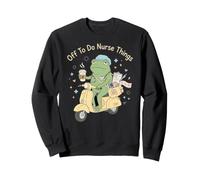 Off To Do Nurse Things Frog Scooter Coffee Healthcare RN Sweatshirt