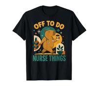 Off to Do Nurse Things Funny Capybara ICU ER Nurse Coffee Value Graphic T-Shirt, Men, Black, M