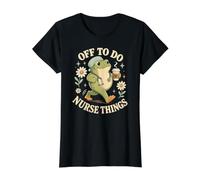 Off to Do Nurse Things Funny Frog ICU ER Nurse Coffee Value Graphic T-Shirt, Women, Black, L