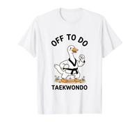 Off to do Taekwondo Silly Funny Goose Value Graphic T-Shirt, Men, White, S