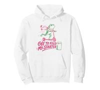 Off To Feed My Starter Funny Sourdough Frog Meme Design Pullover Hoodie