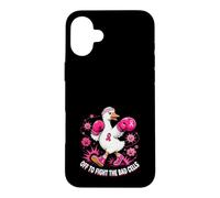 Off To Fight The Bad Cells Goose Breast Cancer Awareness Case for iPhone 16 Plus