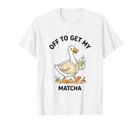 Off to get Matcha Silly Funny Goose Value Graphic T-Shirt, Men, White, L