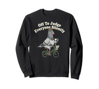 Off To Judge Everyone Classy Pigeon Riding Bike Drink Coffee Sweatshirt