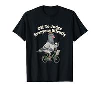 Off to Judge Everyone Classy Pigeon Riding Bike Drink Coffee Value Graphic T-Shirt