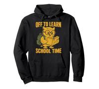 Off To Learn School Time Owl Student Reading Pullover Hoodie