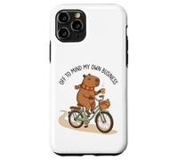 Off To Mind My Own Business Cozy Capybara Riding a Bike Case for iPhone 11 Pro