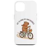 Off To Mind My Own Business Cozy Capybara Riding a Bike Case for iPhone 13